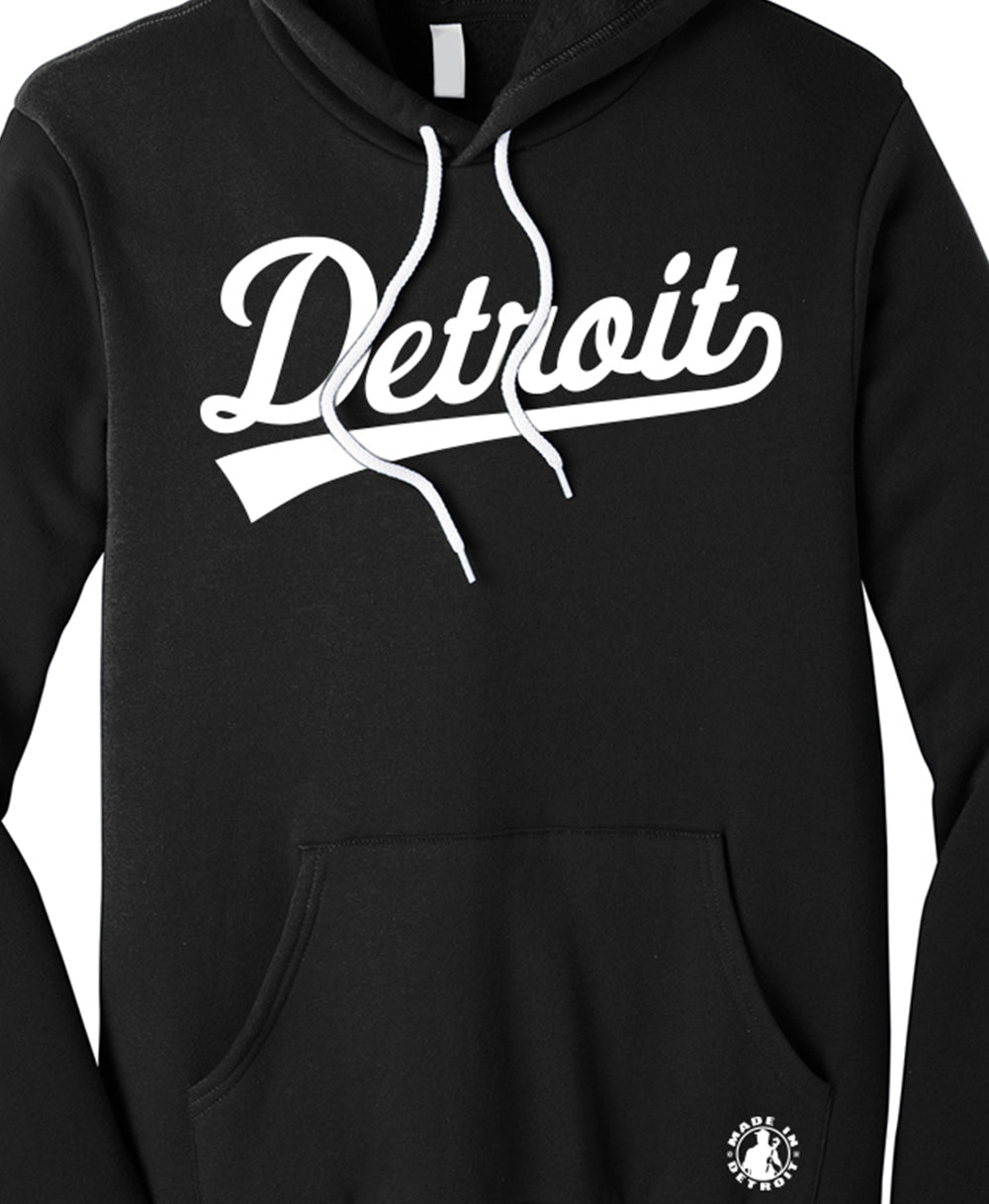 Unisex Detroit Tail Script Black Hoodie