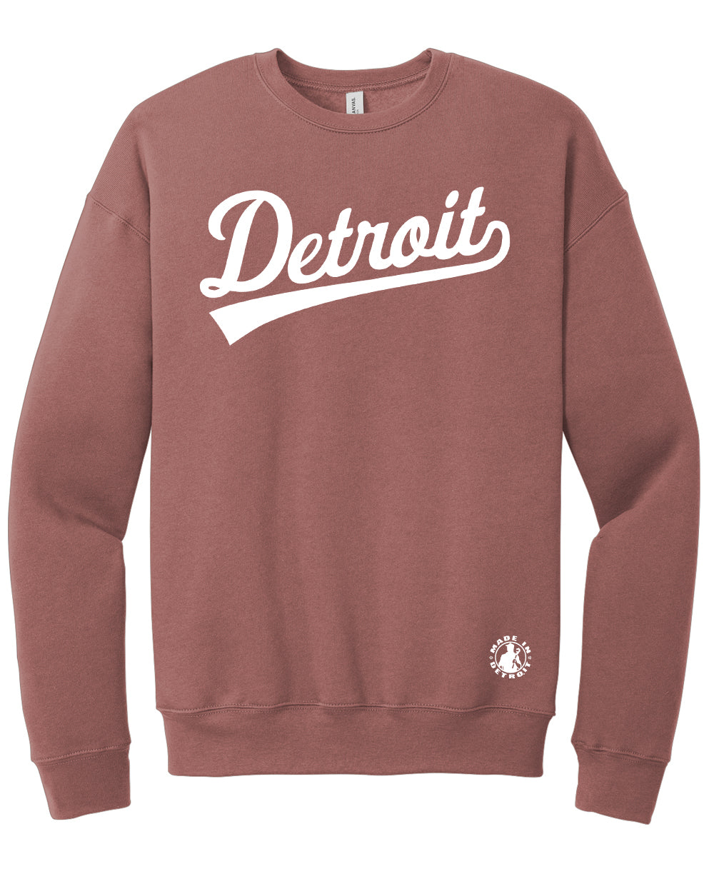 Unisex Detroit Tail Script Mauve Crewneck