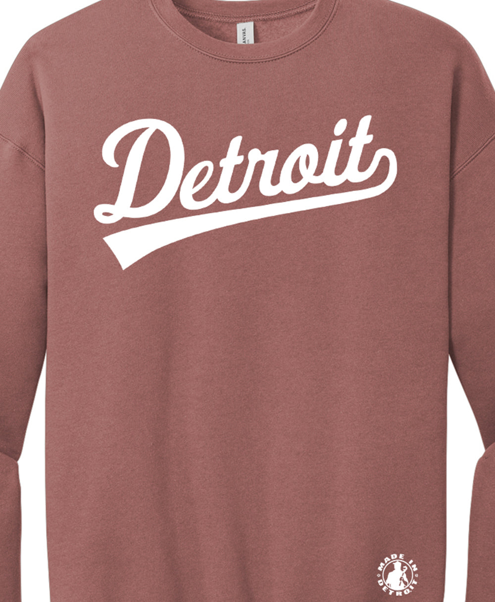 Unisex Detroit Tail Script Mauve Crewneck