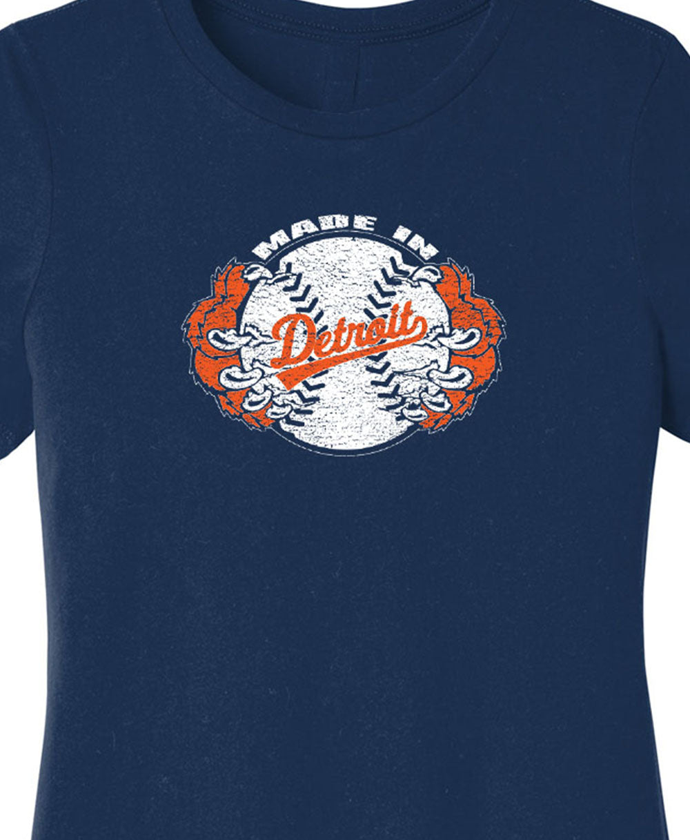 Ladies Detroit Paws Baseball Navy Shirt