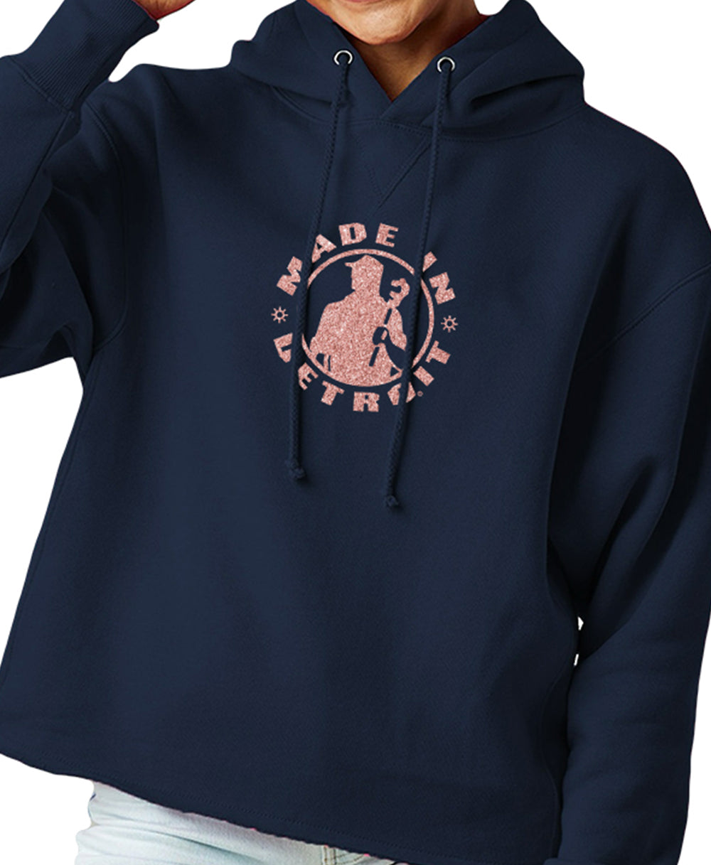 Ladies Rose Gold Navy Hoodie