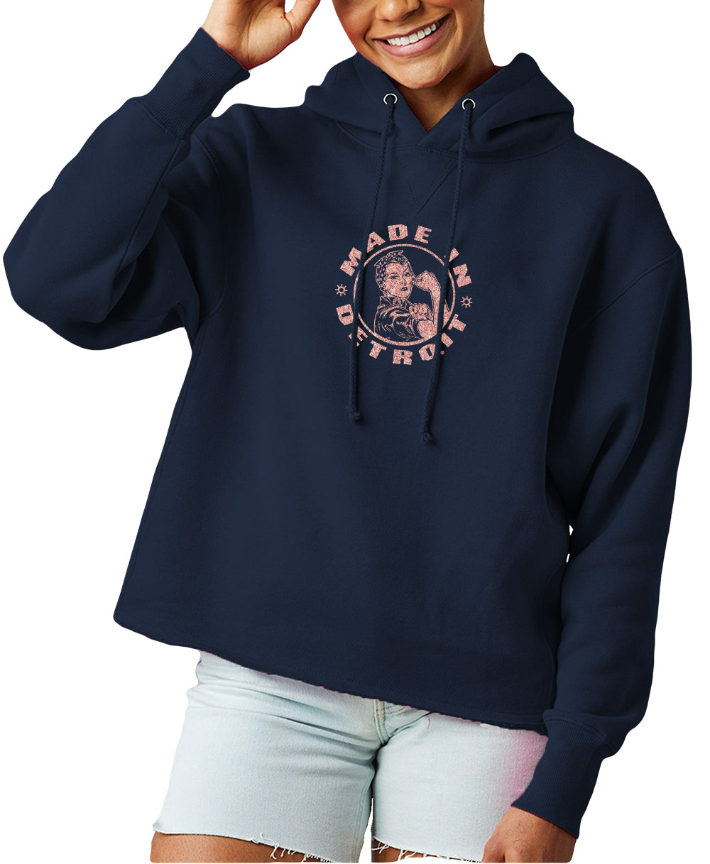 Ladies Rose Gold Navy Hoodie