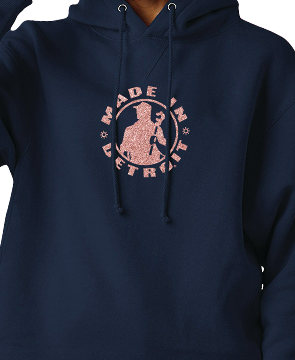 Ladies Rose Gold Navy Hoodie