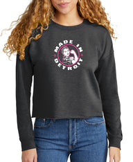 Ladies New Era Rosie Black Heather Crop Crew