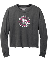 Ladies New Era Rosie Black Heather Crop Crew