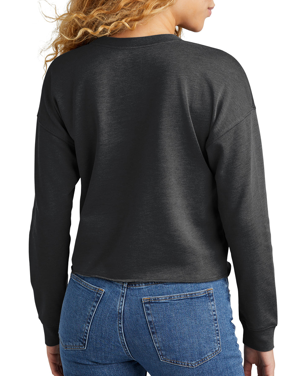 Ladies New Era Rosie Black Heather Crop Crew