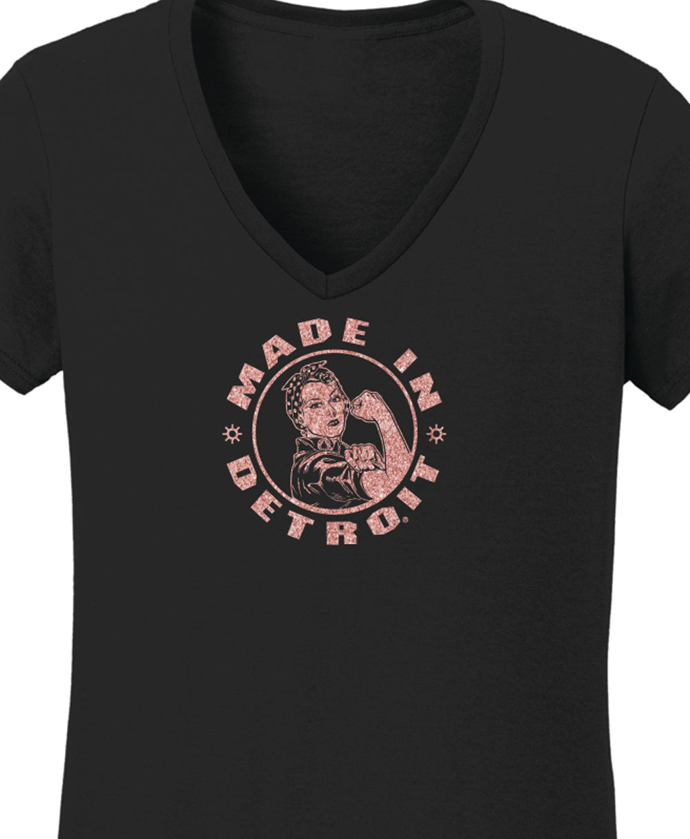 Rose Gold Black Missy V-neck