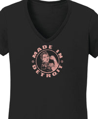 Ladies Rose Gold Black Missy V-Neck