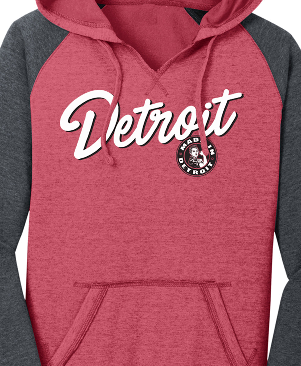 Ladies Detroit Rosie Script Raglan Hoodie