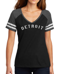 Ladies Detroit Stencil V-Neck