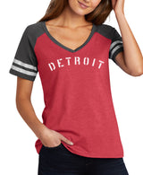 Ladies Detroit Stencil V-Neck