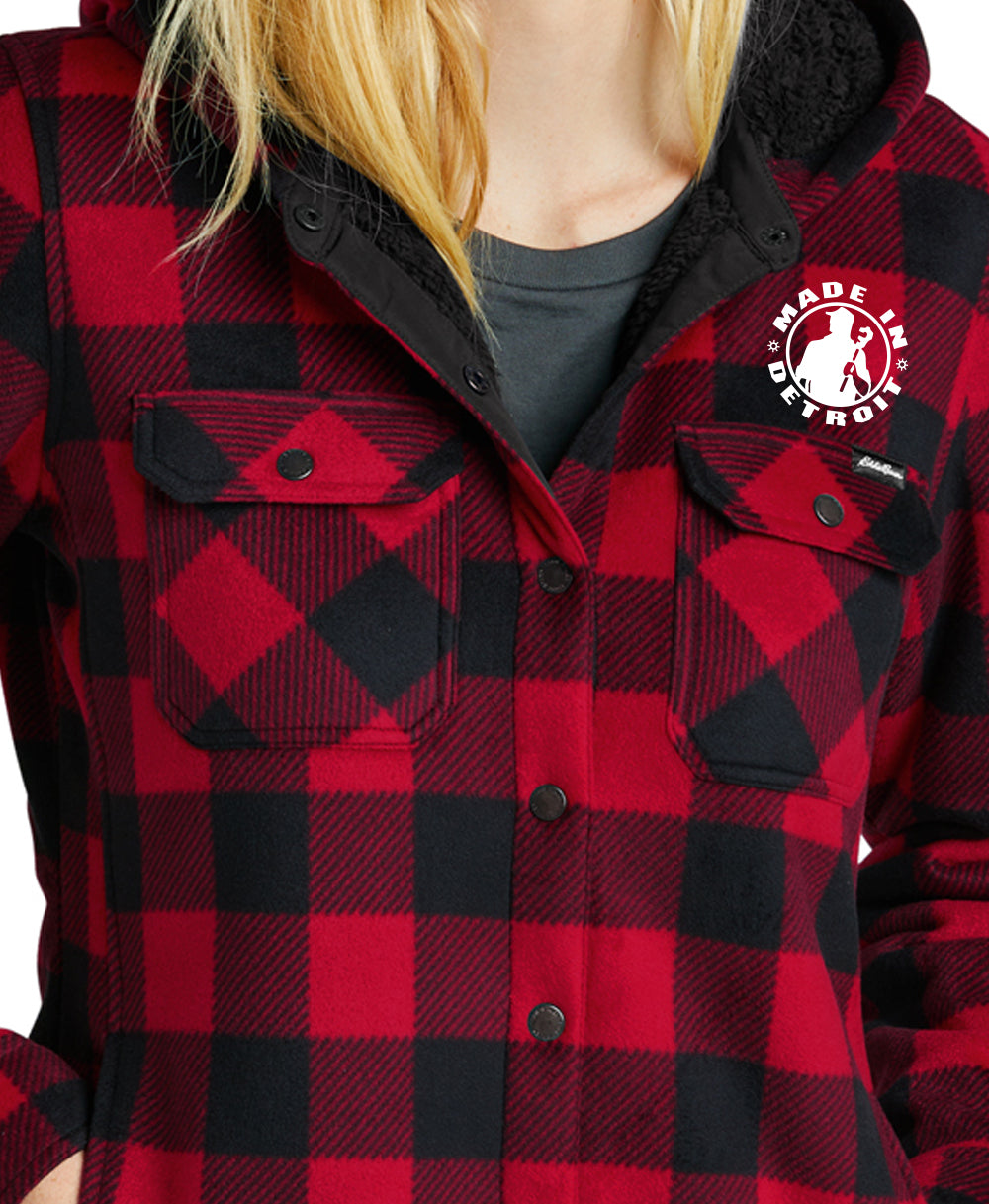 Red and black hot sale flannel jacket women's