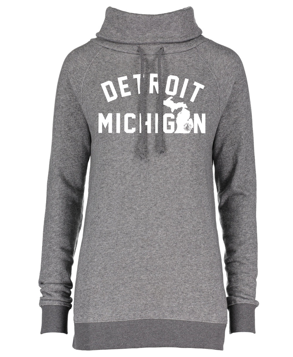 Detroit, MI Grey Funnel Neck Fleece