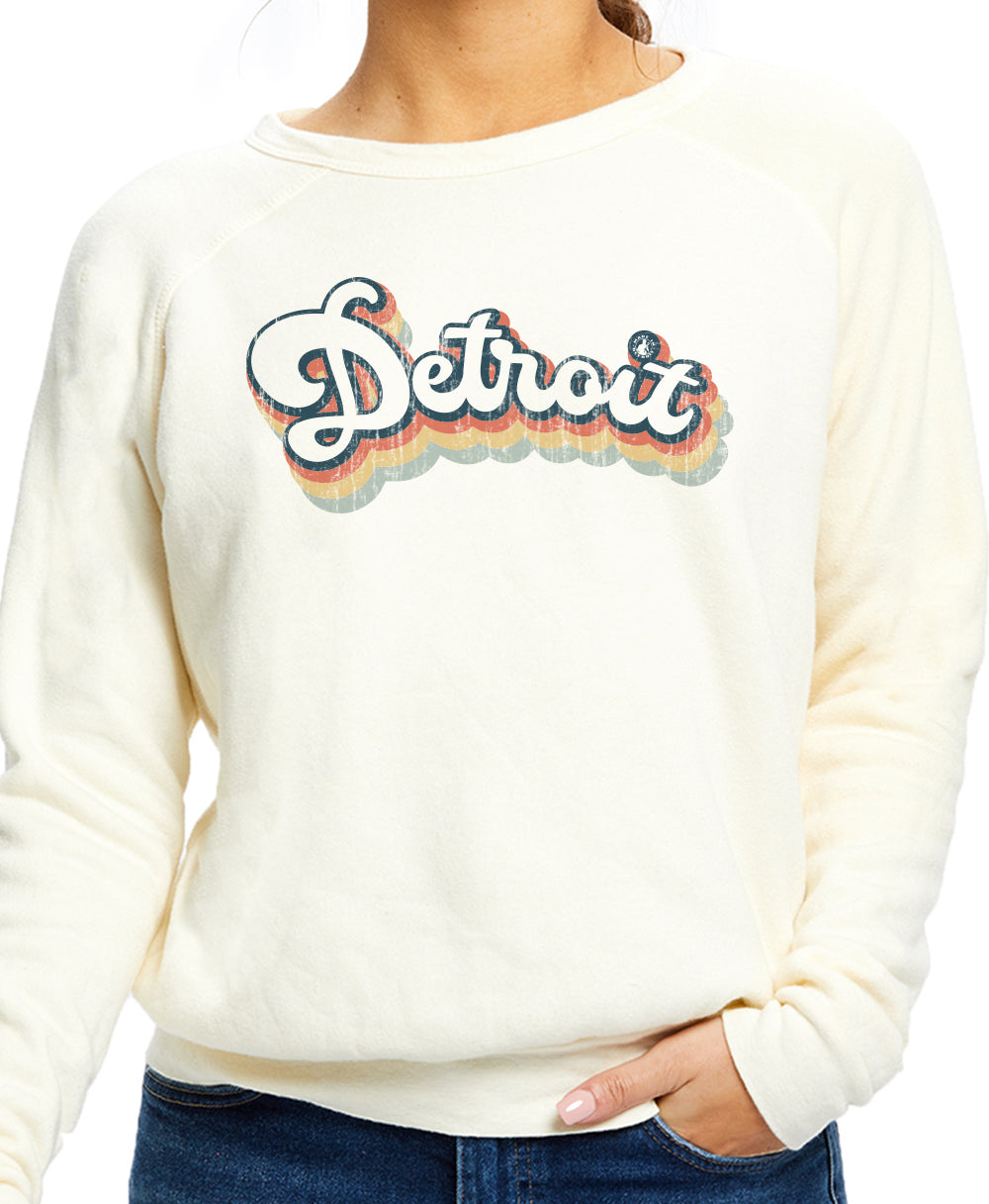 Ladies Retro Detroit Raglan Crewneck